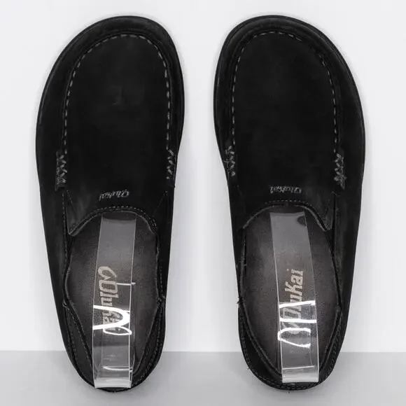 Olukai Boys Moloa Loafer Shoes Slip On Comfort Leather Youth Black Size 1 | AR - Picture 5 of 6